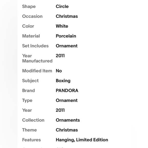 Pandora 2011 Porcelain Ball Christmas Tree🎄 Ornament w Ribbon & Original Box 🎁 - Picture 14 of 14